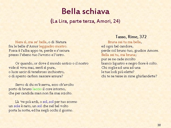 Bella schiava (La Lira, parte terza, Amori, 24) Nera sì, ma se’ bella, o Bella schiava (La Lira, parte terza, Amori, 24) Nera sì, ma se’ bella, o