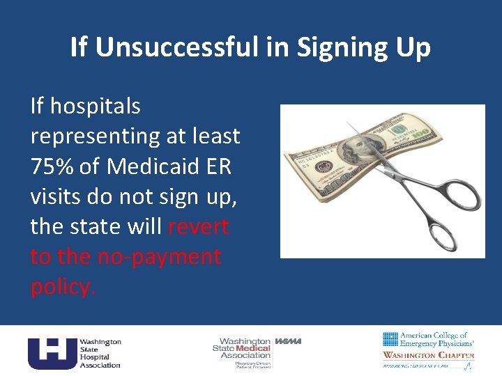 If Unsuccessful in Signing Up If hospitals representing at least 75% of Medicaid ER