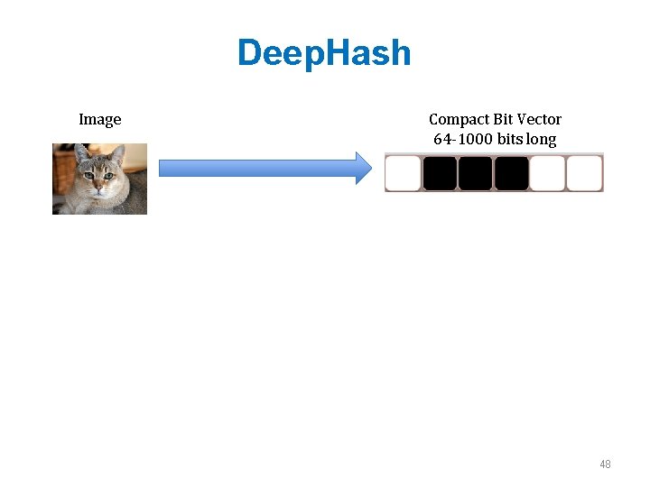 Deep. Hash Image Compact Bit Vector 64 -1000 bits long 48 