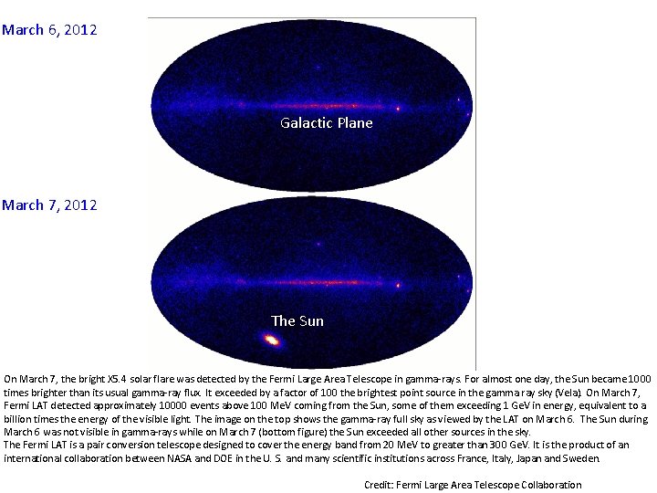 March 6, 2012 Vela Galactic Plane March 7, 2012 The Sun On March 7,