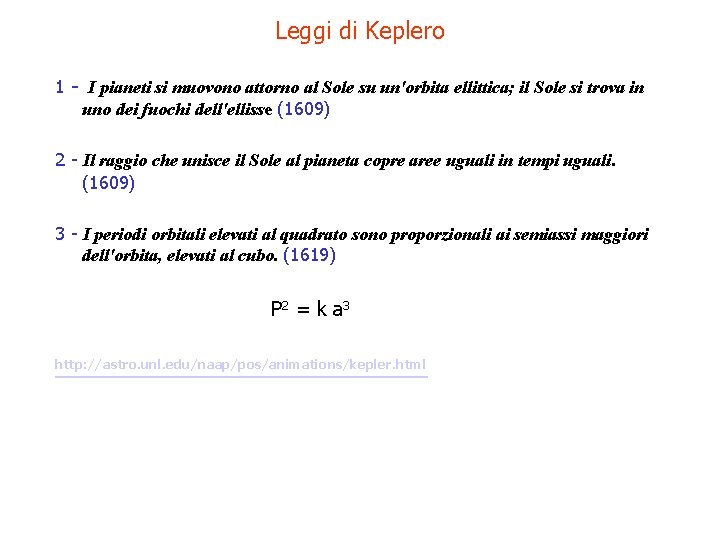 Leggi di Keplero 1 - I pianeti si muovono attorno al Sole su un'orbita