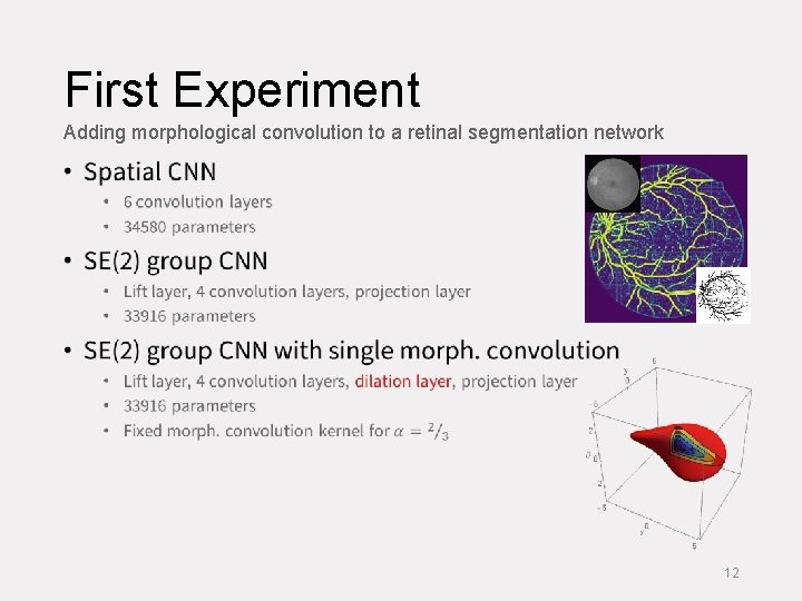 First Experiment Adding morphological convolution to a retinal segmentation network • 12 