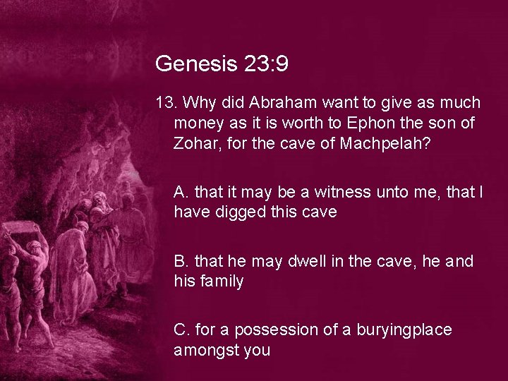 Genesis 23: 9 13. Why did Abraham want to give as much money as