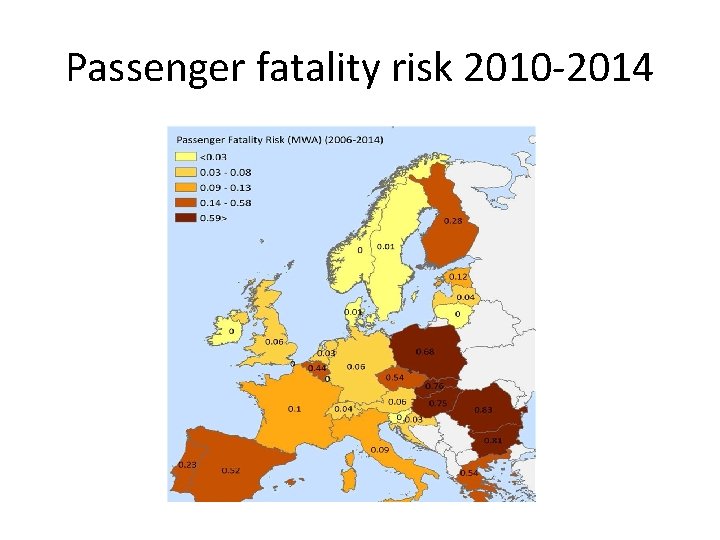 Passenger fatality risk 2010 -2014 