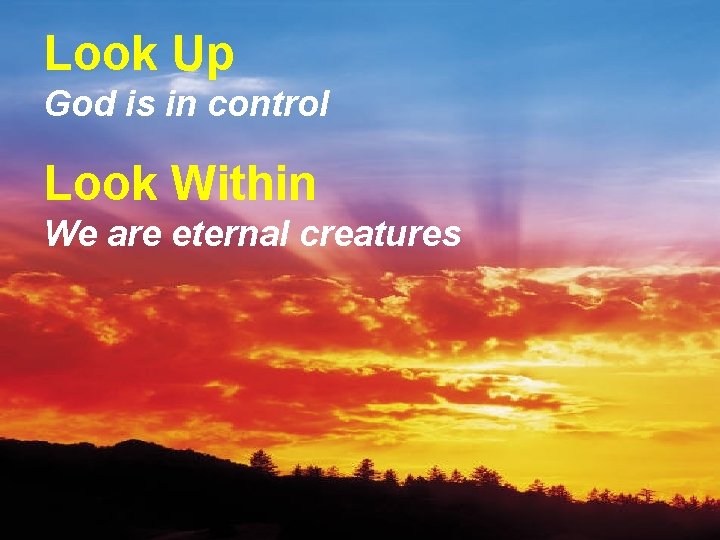 Look Up God is in control Look Within We are eternal creatures 