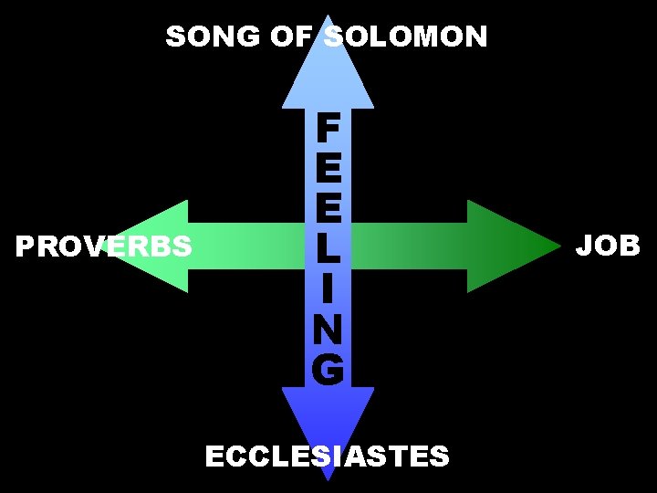 SONG OF SOLOMON PROVERBS F E E L I N G ECCLESIASTES JOB 
