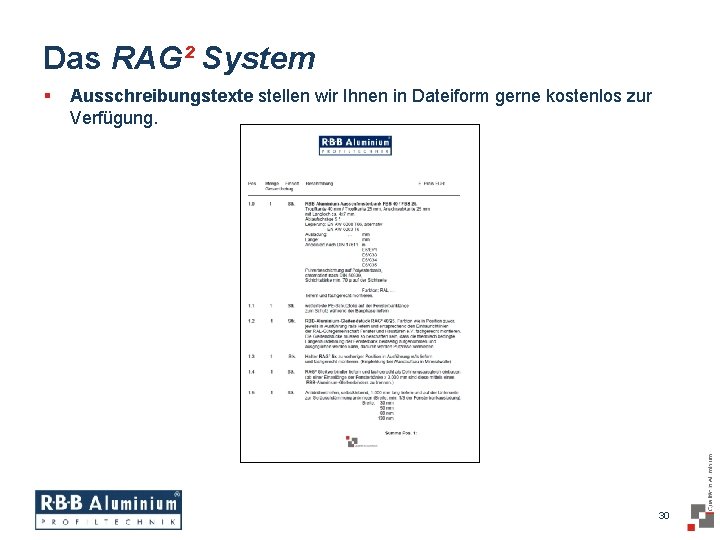 Das RAG² System § Ausschreibungstexte stellen wir Ihnen in Dateiform gerne kostenlos zur Verfügung.