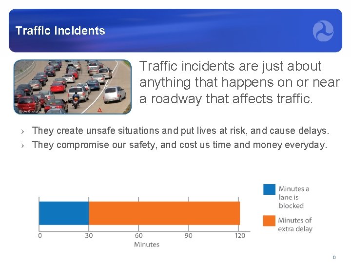 Traffic Incidents • Traffic incidents are just about anything that happens on or near