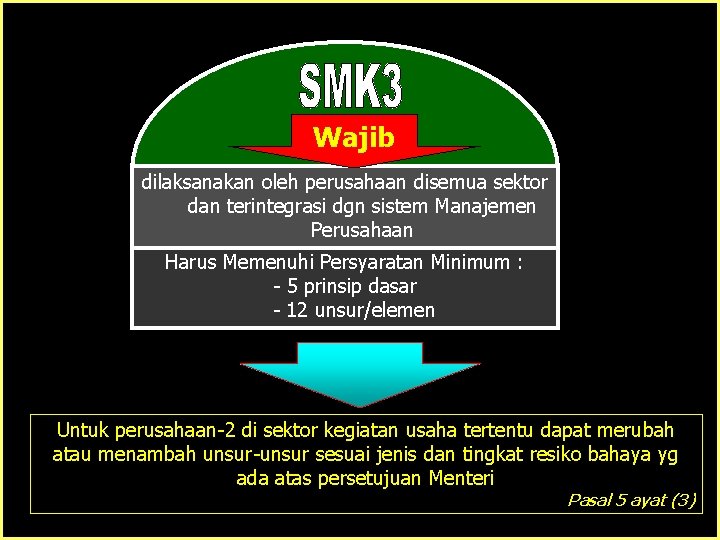 Wajib dilaksanakan oleh perusahaan disemua sektor dan terintegrasi dgn sistem Manajemen Perusahaan Harus Memenuhi