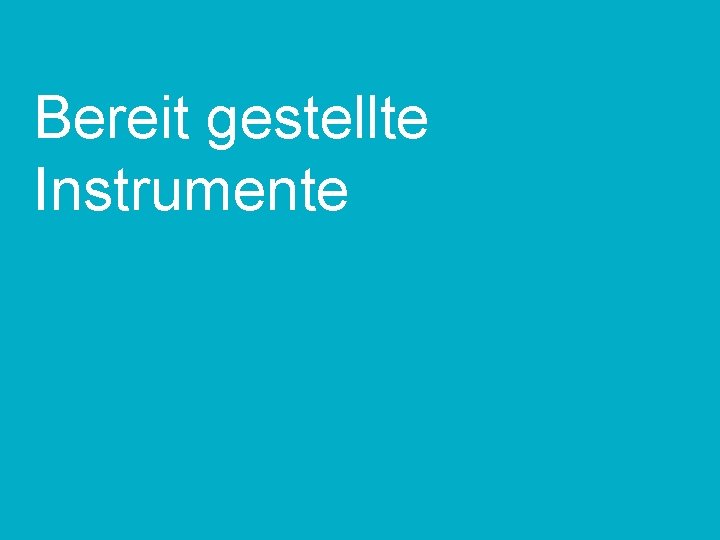 Bereit gestellte Instrumente TT. MM. JJ Kunde | Projekt | ggf. Anlass 
