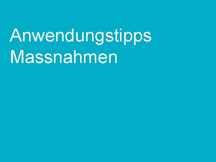 Anwendungstipps Massnahmen TT. MM. JJ Kunde | Projekt | ggf. Anlass 