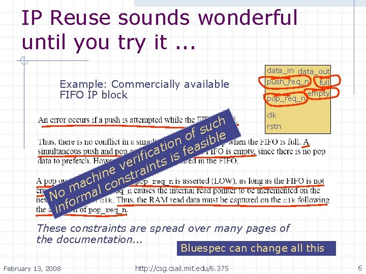 IP Reuse sounds wonderful until you try it. . . Example: Commercially available FIFO