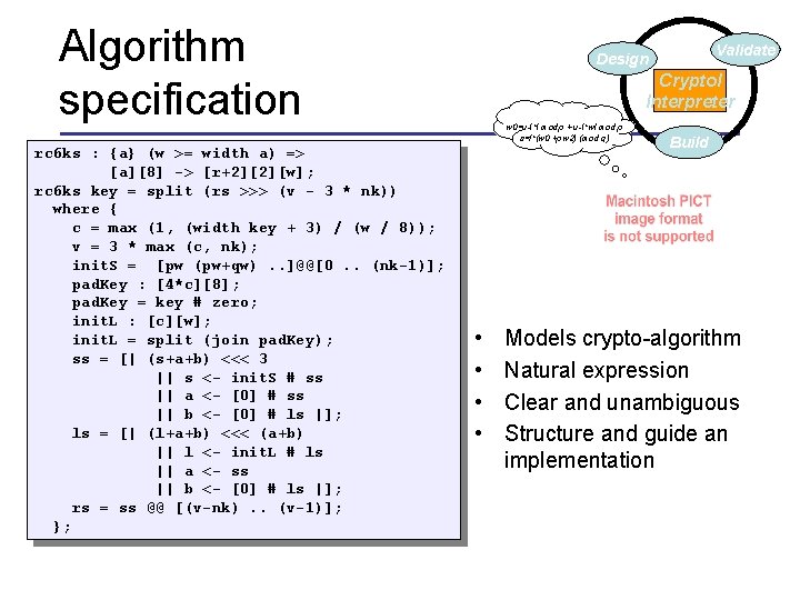 Algorithm specification rc 6 ks : {a} (w >= width a) => [a][8] ->