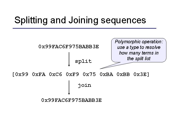 Splitting and Joining sequences 0 x 99 FAC 6 F 975 BABB 3 E
