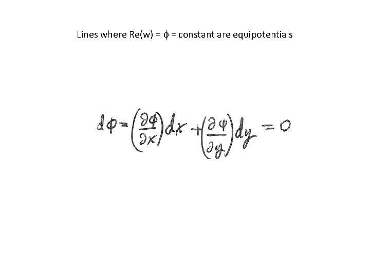 Lines where Re(w) = f = constant are equipotentials 