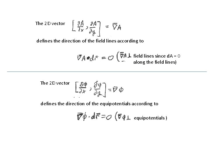 The 2 D vector defines the direction of the field lines according to field