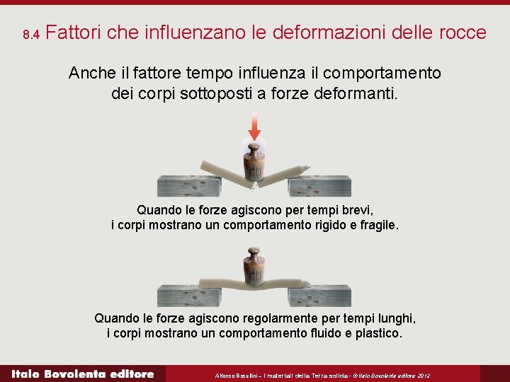 8. 4 Fattori che influenzano le deformazioni delle rocce Anche il fattore tempo influenza