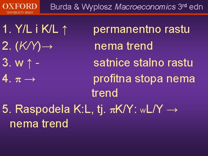 OXFORD UNIVERSITY PRESS Burda & Wyplosz Macroeconomics 3 rd edn 1. Y/L i K/L