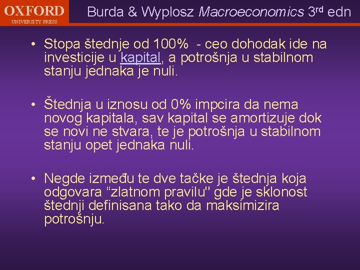 OXFORD UNIVERSITY PRESS Burda & Wyplosz Macroeconomics 3 rd edn • Stopa štednje od