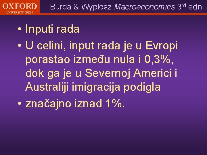 OXFORD UNIVERSITY PRESS Burda & Wyplosz Macroeconomics 3 rd edn • Inputi rada •