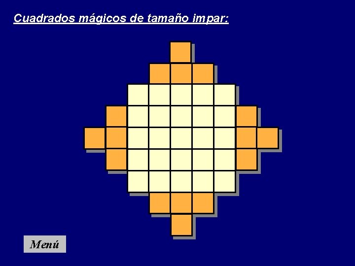 Cuadrados mágicos de tamaño impar: Menú 