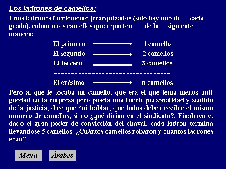 Los ladrones de camellos: Unos ladrones fuertemente jerarquizados (sólo hay uno de cada grado),