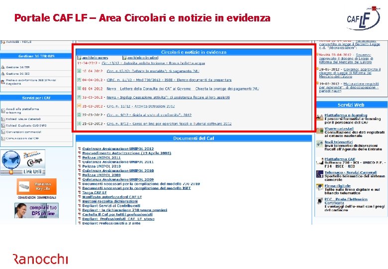Portale CAF LF – Area Circolari e notizie in evidenza 