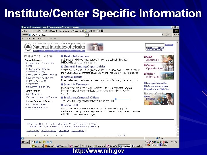 Institute/Center Specific Information http: //www. nih. gov 