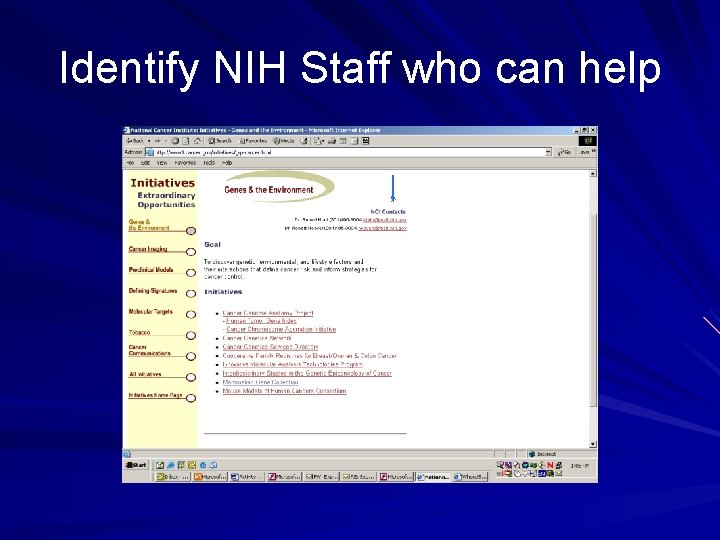 Identify NIH Staff who can help 