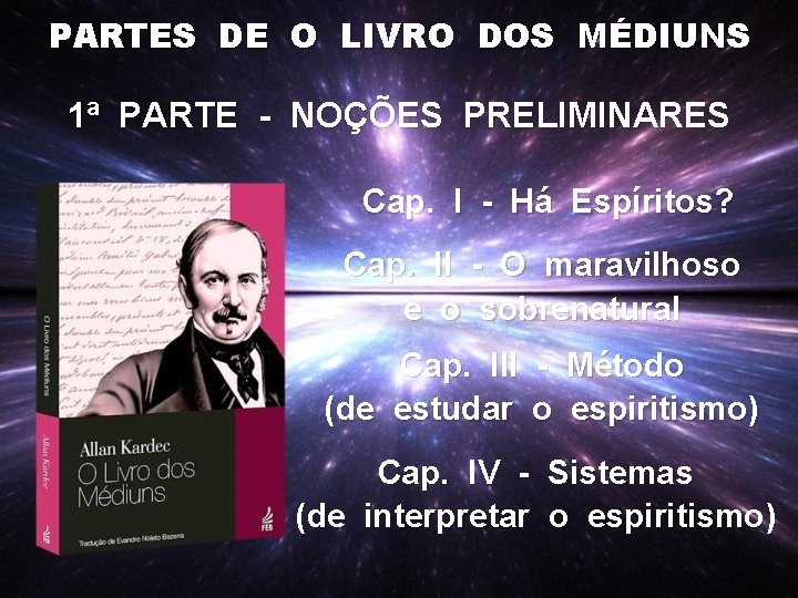 PARTES DE O LIVRO DOS MÉDIUNS 1ª PARTE - NOÇÕES PRELIMINARES Cap. I -