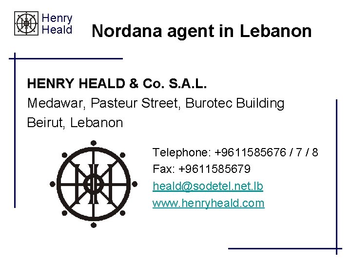 Henry Heald Nordana agent in Lebanon HENRY HEALD & Co. S. A. L. Medawar,