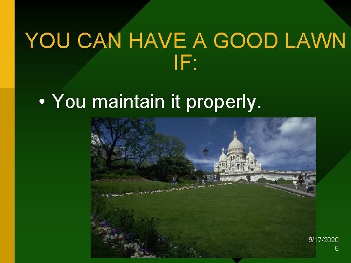 YOU CAN HAVE A GOOD LAWN IF: • You maintain it properly. 9/17/2020 8