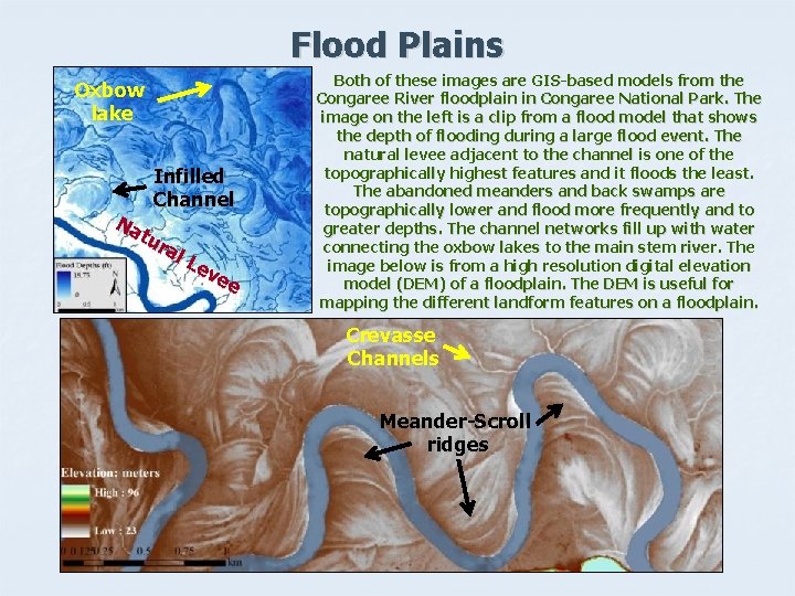 Flood Plains Oxbow lake Infilled Channel Na tu ral Le ve e Both of