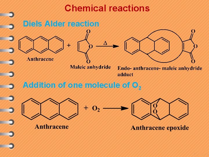 Chemical reactions Diels Alder reaction Addition of one molecule of O 2 