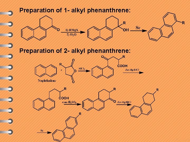 Preparation of 1 - alkyl phenanthrene: Preparation of 2 - alkyl phenanthrene: 