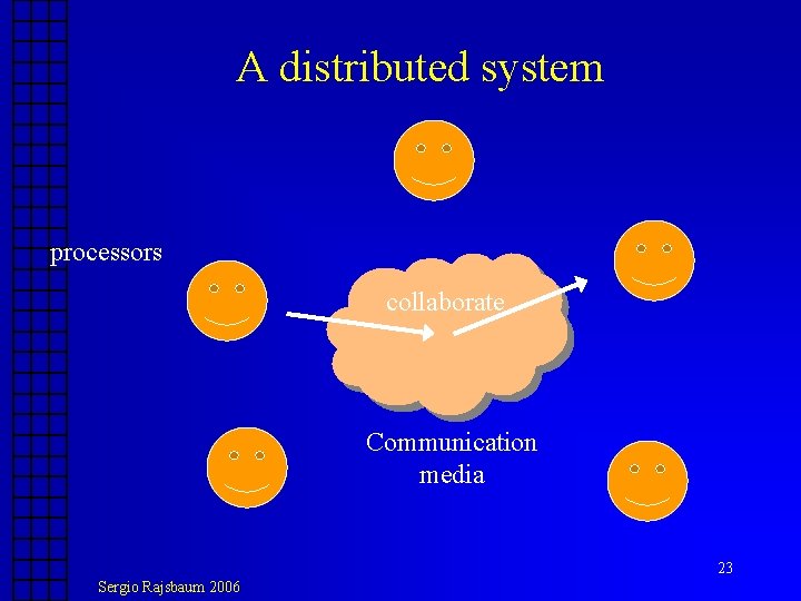 A distributed system processors collaborate Communication media 23 Sergio Rajsbaum 2006 A distributed system processors collaborate Communication media 23 Sergio Rajsbaum 2006