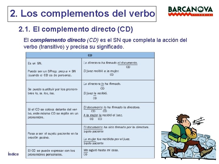 2. Los complementos del verbo 2. 1. El complemento directo (CD) es el SN