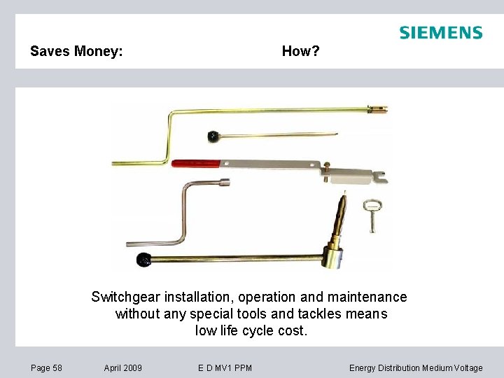 Saves Money: How? Switchgear installation, operation and maintenance without any special tools and tackles