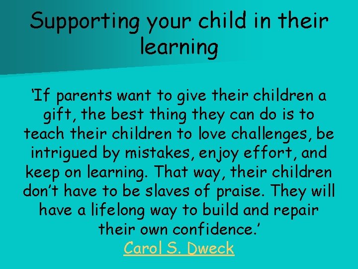 Supporting your child in their learning ‘If parents want to give their children a
