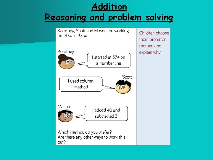 Addition Reasoning and problem solving 