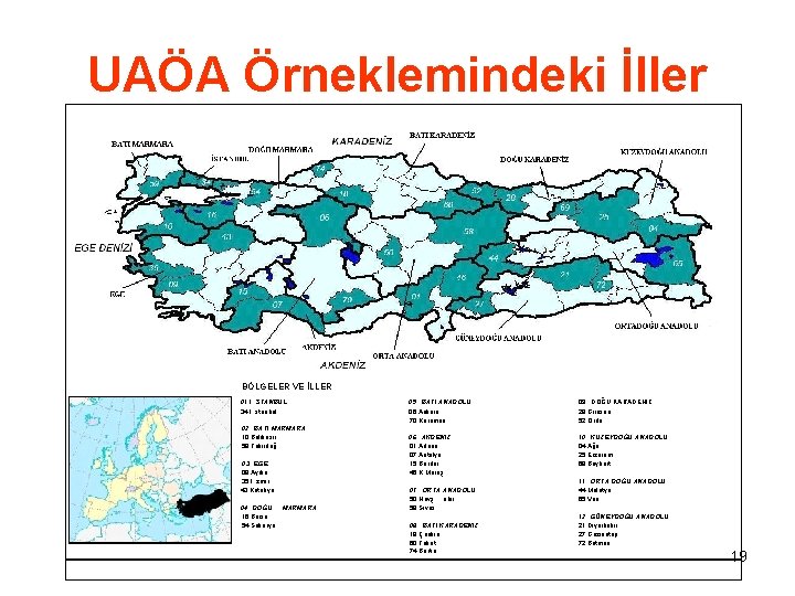 UAÖA Örneklemindeki İller BÖLGELER VE İLLER 01 İ STANBUL 34 İ stanbul 02 BATI