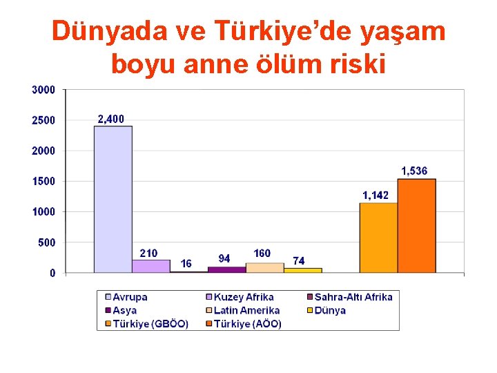 Dünyada ve Türkiye’de yaşam boyu anne ölüm riski 