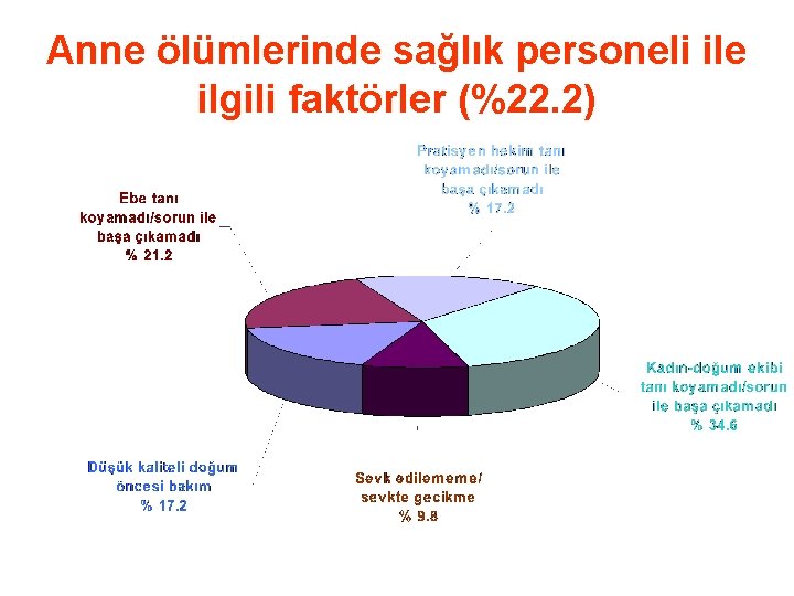 Anne ölümlerinde sağlık personeli ile ilgili faktörler (%22. 2) 