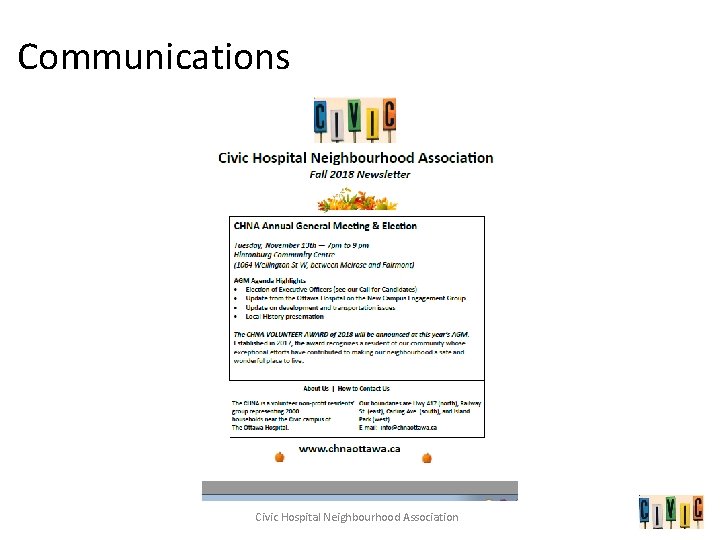 Communications Civic Hospital Neighbourhood Association 