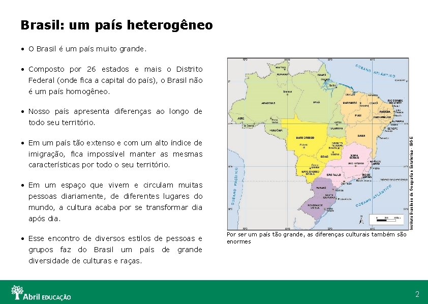 Brasil: um país heterogêneo • O Brasil é um país muito grande. • Composto