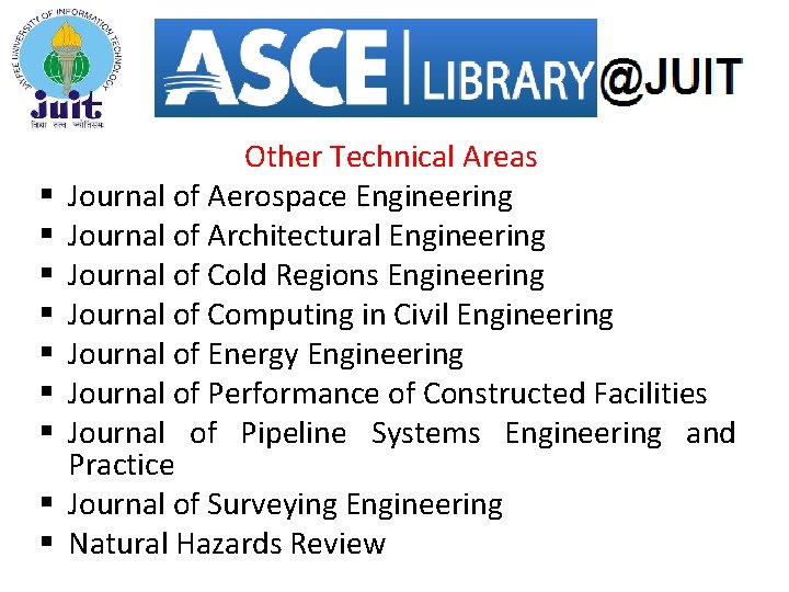 § § § § § Other Technical Areas Journal of Aerospace Engineering Journal of