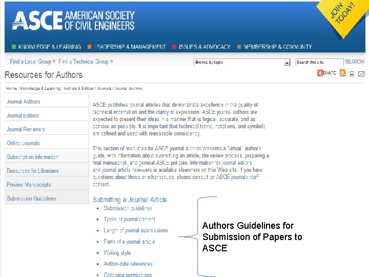 Authors Guidelines for Submission of Papers to ASCE 