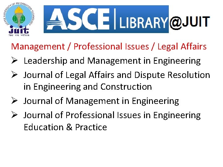 Management / Professional Issues / Legal Affairs Ø Leadership and Management in Engineering Ø