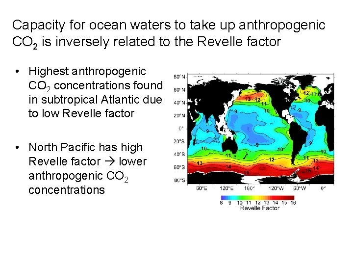 Capacity for ocean waters to take up anthropogenic CO 2 is inversely related to