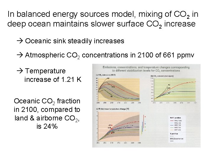 In balanced energy sources model, mixing of CO 2 in deep ocean maintains slower